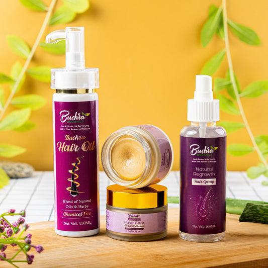 3-in-1 Hair Oil, Hair Spray & Face Cream Bundle Bushra Organics product_type