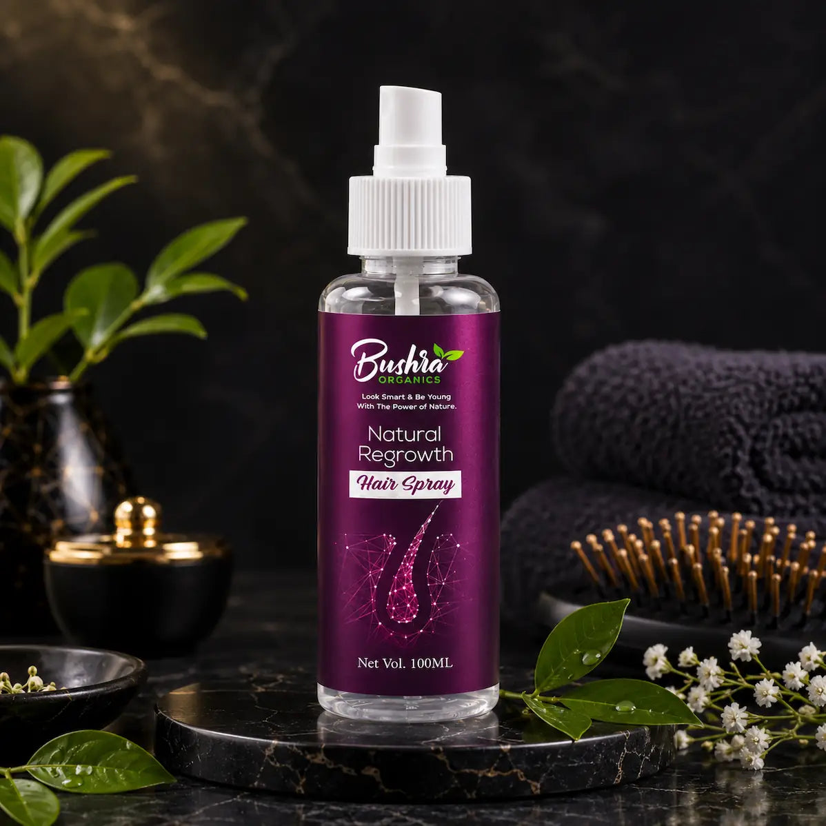 Hair Regrowth Spray for Thicker, Healthier Hair – Bushra Organics